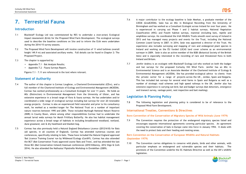 7. Terrestrial Fauna CIEEM (Gradcieem)