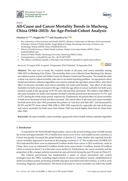All-Cause and Cancer Mortality Trends in Macheng, China (1984–2013): an Age-Period-Cohort Analysis