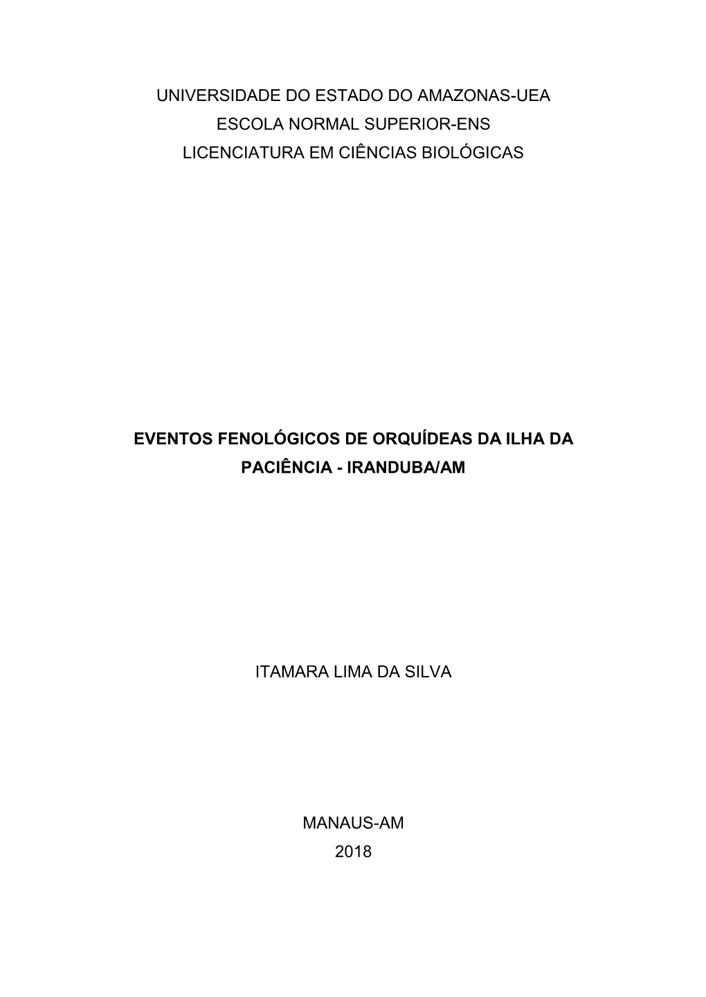 Eventos Fenológicos De Orquídeas Da Ilha Da Paciência - Iranduba/Am