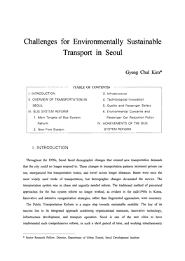 Challenges for Environmentally Sustainable Transport in Seoul