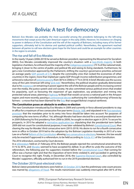 Bolivia: a Test for Democracy