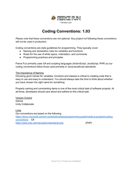Coding Conventions: 1.03