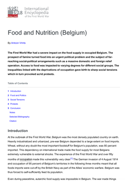 Food and Nutrition (Belgium) | 1914-1918-Online