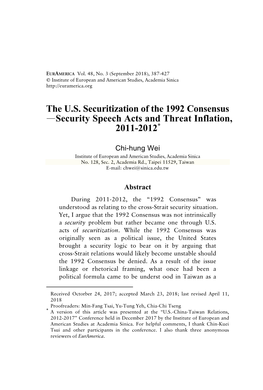 The U.S. Securitization of the 1992 Consensus—Security Speech Acts