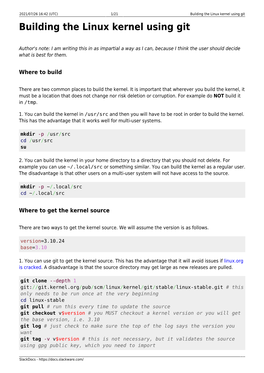 Building the Linux Kernel Using Git Building the Linux Kernel Using Git