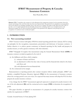 IFRS17 Measurement of Property & Casualty Insurance Contracts