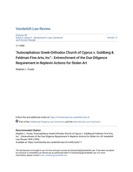"Autocephalous Greek-Orthodox Church of Cyprus V. Goldberg
