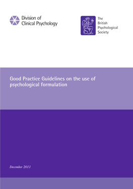 Good Practice Guidelines on the Use of Psychological Formulation