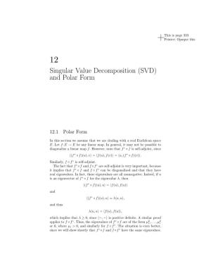 Singular Value Decomposition (SVD) and Polar Form