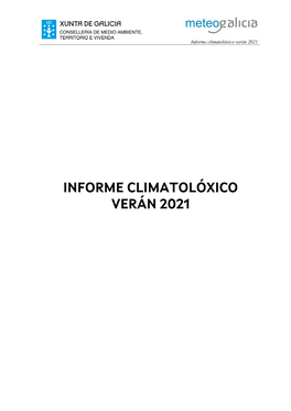 Informe Climatolóxico Verán 2021