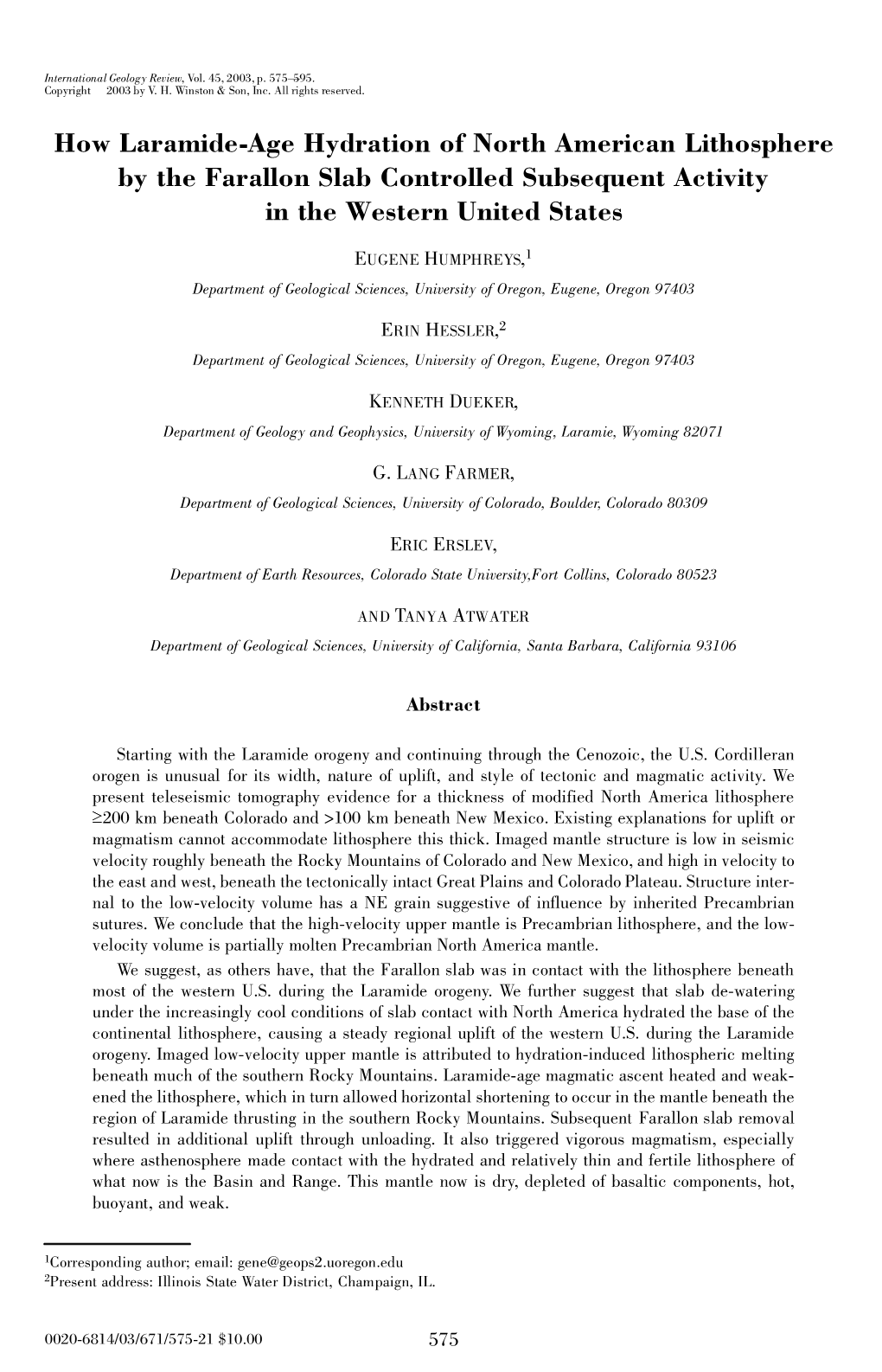 How Laramide-Age Hydration of North American Lithosphere by The