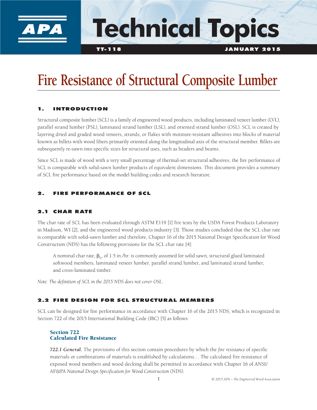 Fire Resistance of Structural Composite Lumber