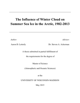 The Influence of Winter Cloud on Summer Sea Ice in the Arctic, 1982-2013