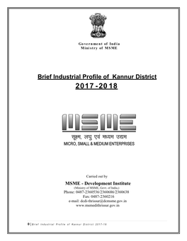 Brief Industrial Profile of Kannur District 2017 - 20 18