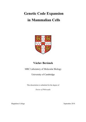 Genetic Code Expansion in Mammalian Cells