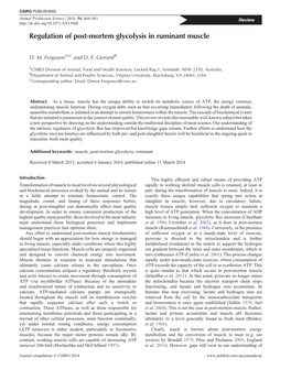 Regulation of Post-Mortem Glycolysis in Ruminant Muscle