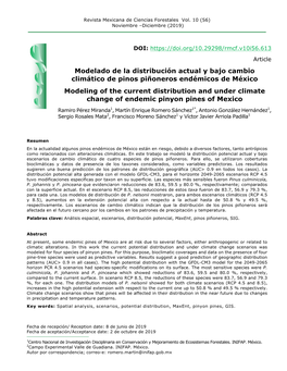 Modelado De La Distribución Actual Y Bajo Cambio Climático De Pinos