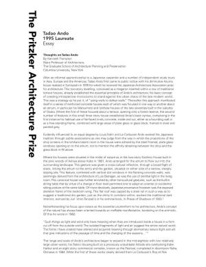 Tadao Ando 1995 Laureate Essay