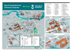 Map of Sunderland and University Campuses