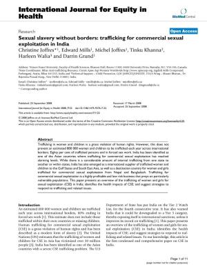 Sexual Slavery Without Borders: Trafficking for Commercial Sexual