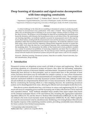 Deep Learning of Dynamics and Signal-Noise Decomposition with Time-Stepping Constraints Samuel H