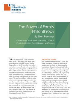The Power of Family Philanthropy by Ellen Remmer