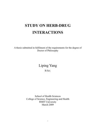 Study on Herb-Drug Interactions