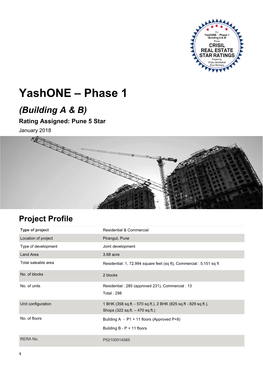 Yashone – Phase 1 (Building a & B) Rating Assigned: Pune 5 Star January 2018