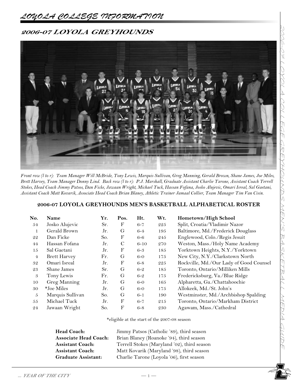 2006-07 Loyola Men's Basketball Media Guide.Indd