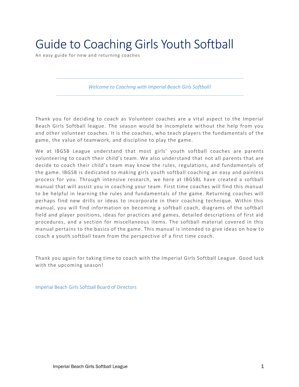 Guide to Coaching Girls Youth Softball an Easy Guide for New and Returning Coaches