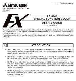 Fx-4Ad Special Function Block User's Guide Jy992d52601e