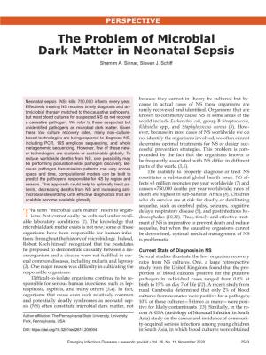 The Problem of Microbial Dark Matter in Neonatal Sepsis Shamim A