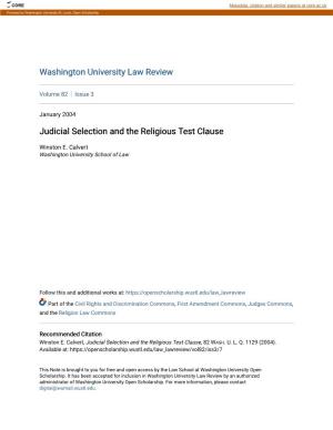 Judicial Selection and the Religious Test Clause