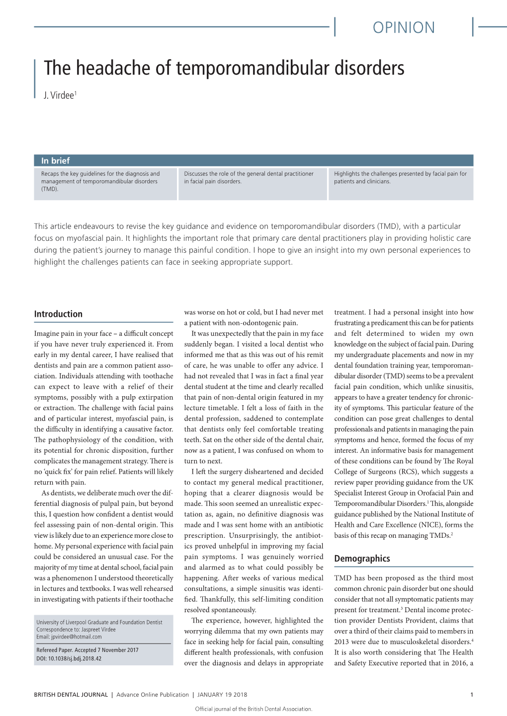 The Headache of Temporomandibular Disorders