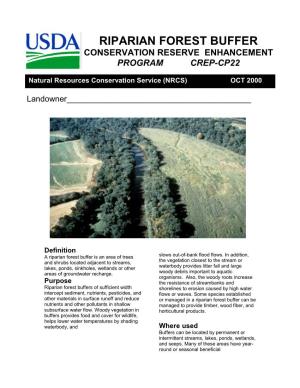 Riparian Forest Buffer Conservation Reserve Enhancement Program Crep-Cp22