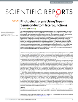 Photoelectrolysis Using Type-II Semiconductor Heterojunctions S