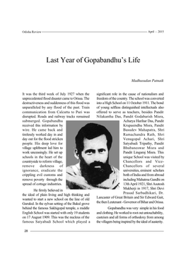 Last Year of Gopabandhu's Life