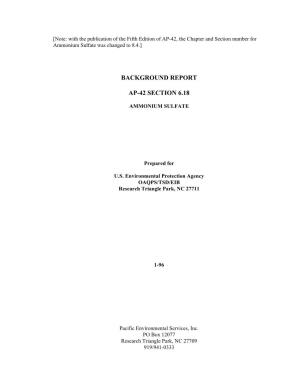 AP-42, Vol. 1, Final Background Document for Ammonium Sulfate