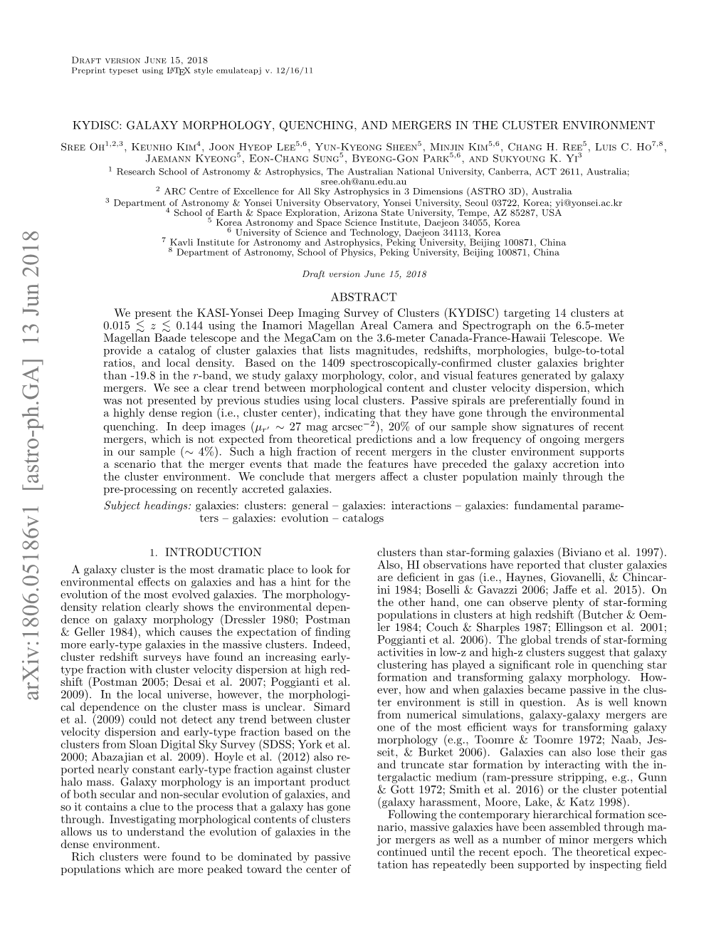 Kydisc: Galaxy Morphology, Quenching, and Mergers in the Cluster Environment