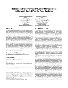 Bottleneck Discovery and Overlay Management in Network Coded Peer-To-Peer Systems