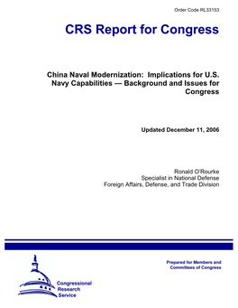 China Naval Modernization: Implications for US Navy Capabilities