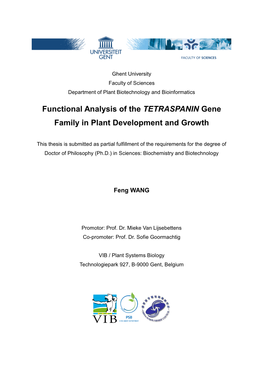 Functional Analysis of the TETRASPANIN Gene Family in Plant Development and Growth