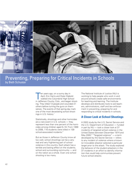 Preventing, Preparing for Critical Incidence in Schools