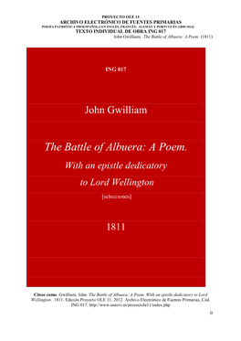 The Battle of Albuera: a Poem. with an Epistle Dedicatory to Lord Wellington