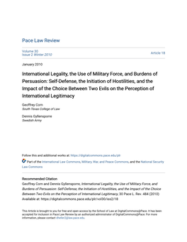 International Legality, the Use of Military