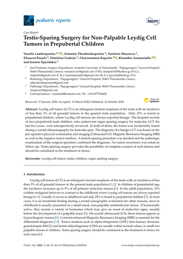 Testis-Sparing Surgery for Non-Palpable Leydig Cell Tumors in Prepubertal Children