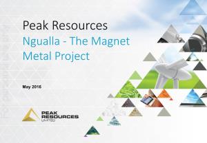 Peak Resources Ngualla - the Magnet Metal Project
