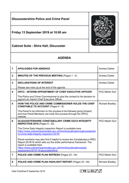 Agenda Document for Gloucestershire Police and Crime Panel, 13/09