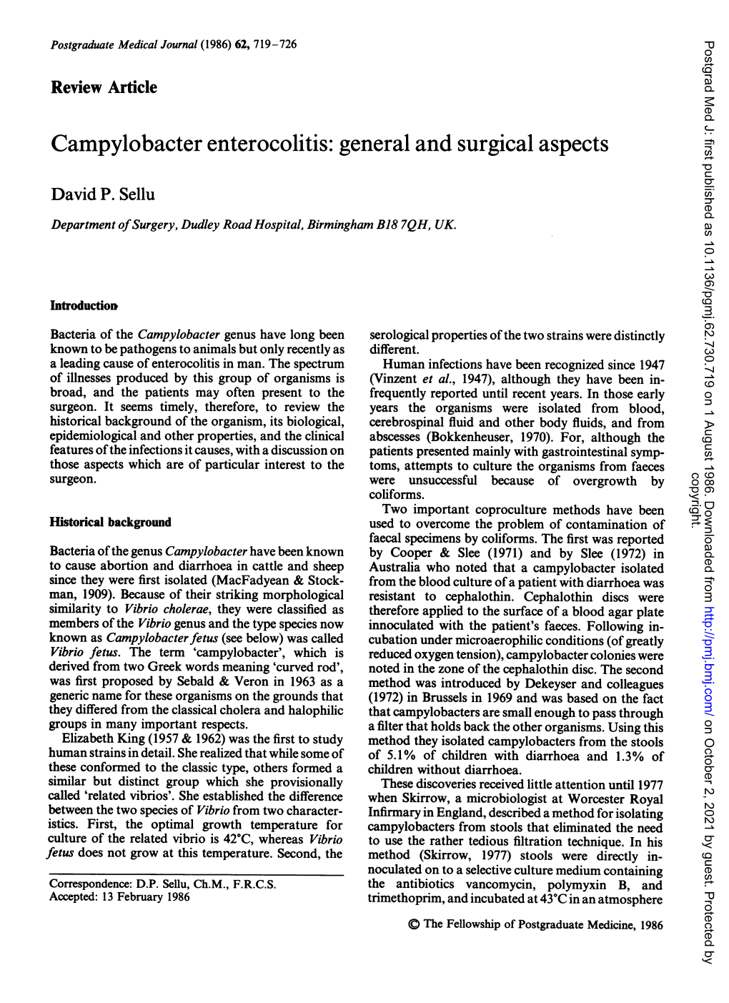 Campylobacter Enterocolitis: General and Surgical Aspects