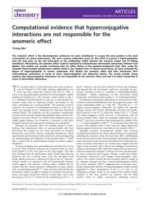 Evidence That Hyperconjugative Interactions Are Not Responsible Or